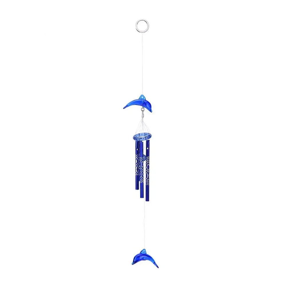 

Blessing Gift 3 Colors Crystal Dolphin Bell 4 Metal Tubes Wind Chime Home Garden