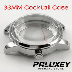 33MM Silver Ladies Women Cocktails Stainless Steel Watch Case Fit for NH34 NH35 NH36 NH38 NH39 NH70 NH72 4R35 Movement S Crown