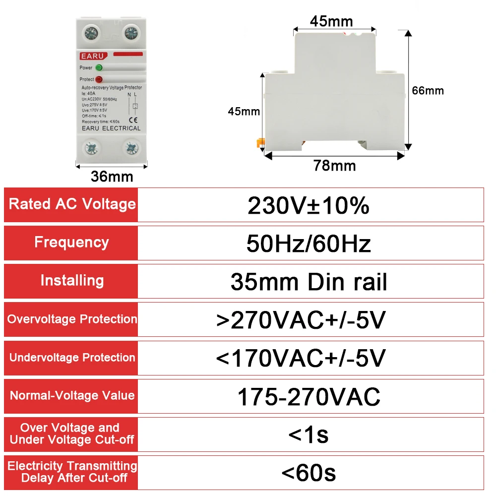 2P 4P 40A 63A 230V 400V Din Rail automatyczne odzyskiwanie Reconnect przez napięcie pod napięciem urządzenie ochronne przekaźnik zabezpieczający