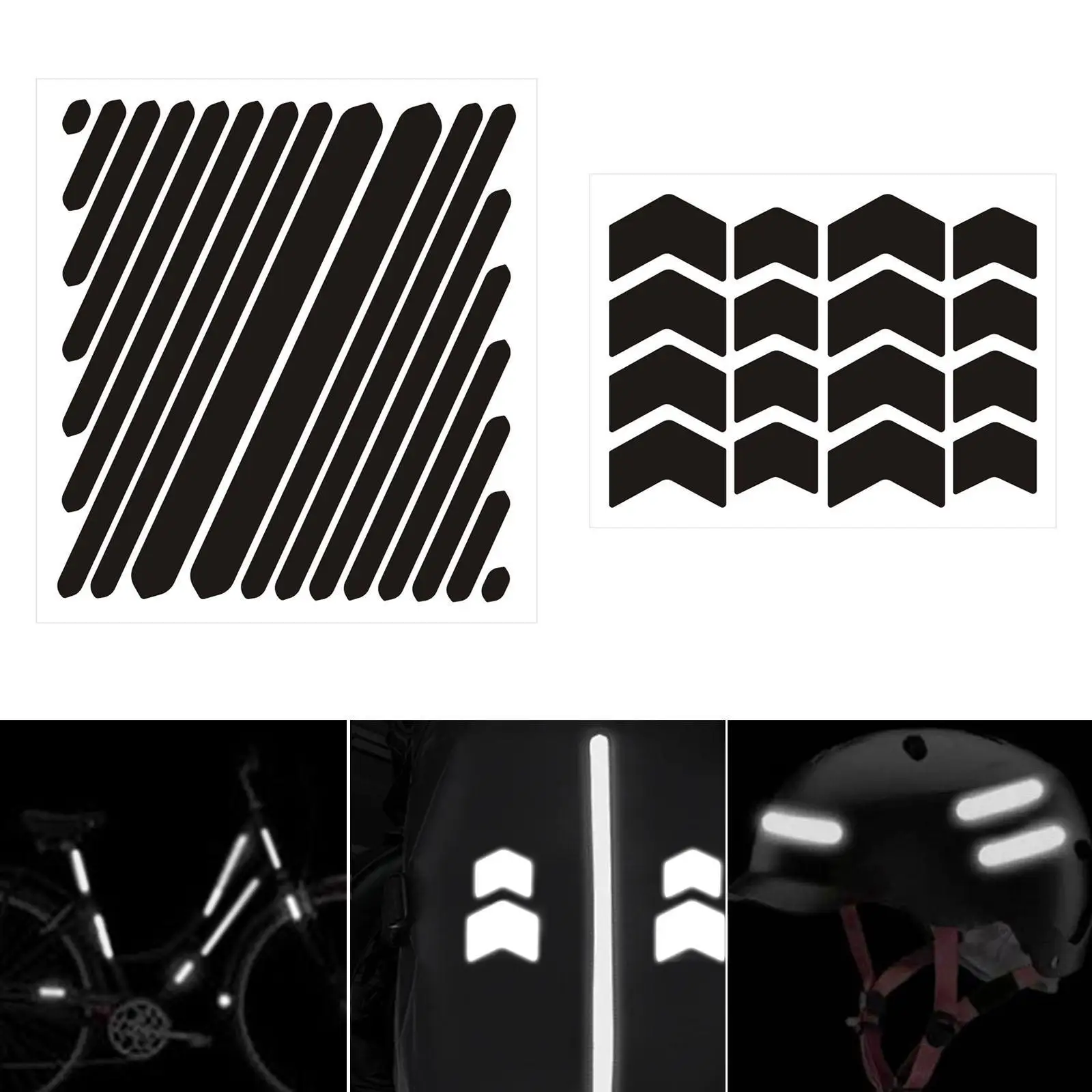 Bike Motorcycle Reflective Stickers Kit Vinyl Material Generic Accessories Waterproof Warning Reflective Strips Black Decals