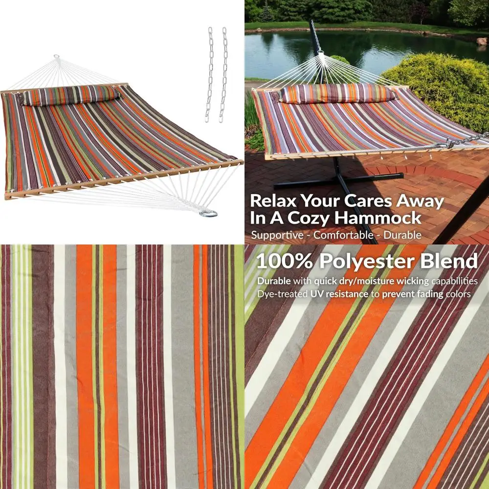 

Double Quilted Outdoor Hammock with Spreader Bars - 450-Pound Capacity for Outdoor Use - Canyon Sunset