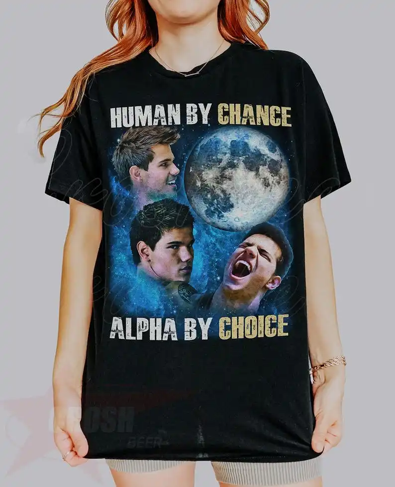 Jacob Black Vintage 90s T-shirt, Wolf Meme Inspired T Shirt , Human By Chance Alpha