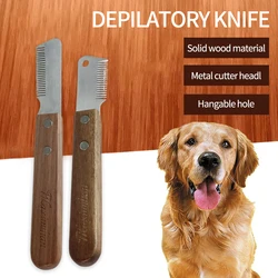 Professional Grooming Dog Comb Stainless Steel Wooden Handle Stripping Knife Pet Hair Remover Pluck Excess Undercoat accessories