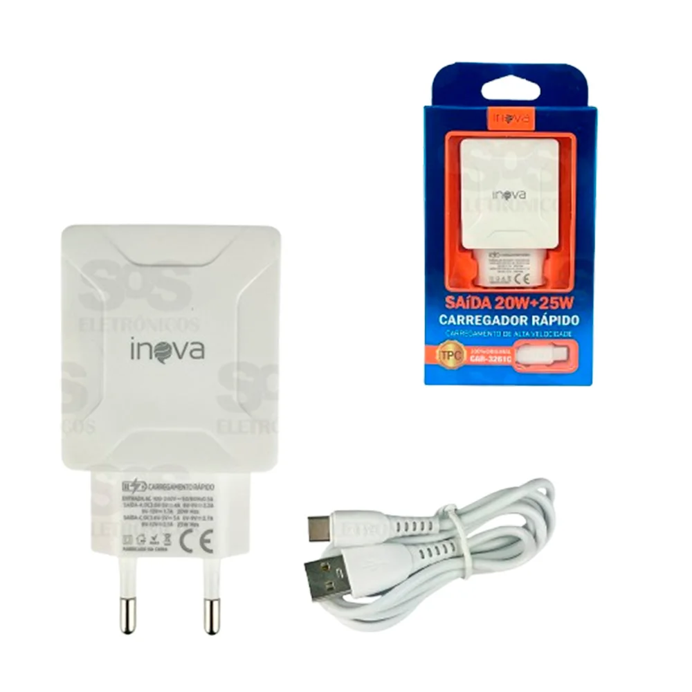 Charger with Type-C cable 20W + 25W CAR-3261C Inova