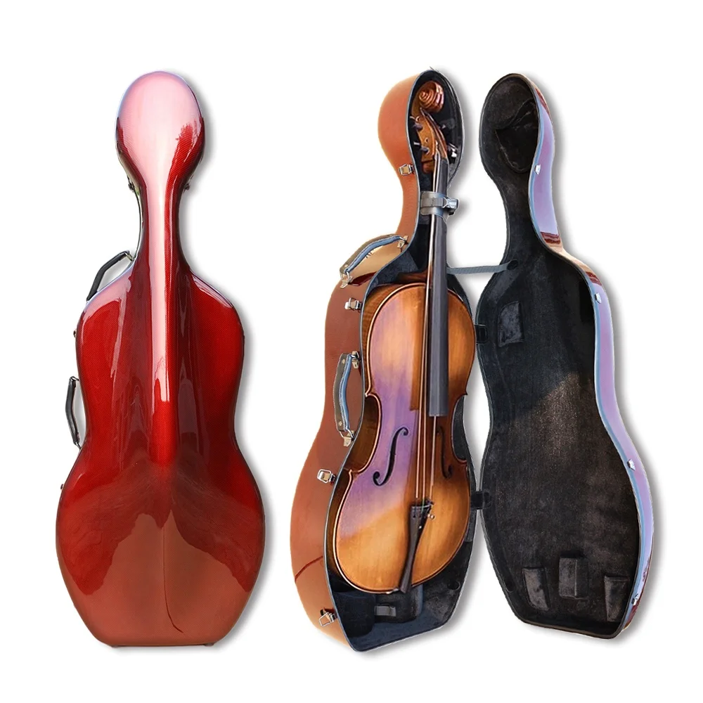 Cello Case New Carbon Fiber Hard Shell 4/4 Full Size Cello Box Woven Pattern Hard Shell Handle Nice