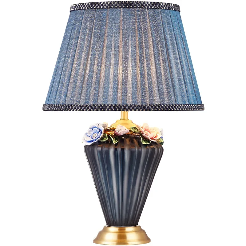 

American style, luxury, enamel, master bedroom desk lamp, pure copper, simple, warm, decoration, home, living room, creative