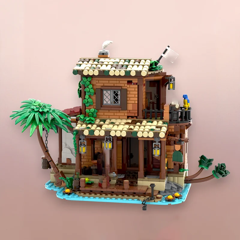 Blocs de construction modèle Pirate Moc, modèle Inn de Buccaneer, briques technologiques, assemblage à monter soi-même, jouet de construction de vacances de rue, cadeau