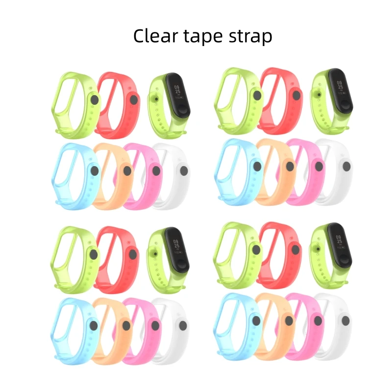 1pcs pulseira transparente para Xiaomi Mi Band 5/6 pulseira de substituição de silicone