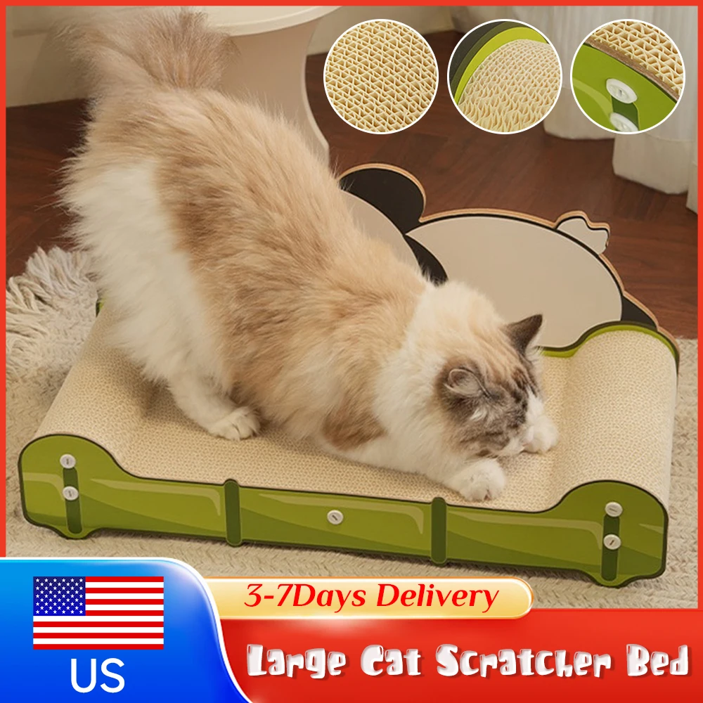

Bear Cat Couch Scratcher Cardboard Scratching Board Long Lasting Scratching Pads Furniture Protector for Indoor Cats Kittens New