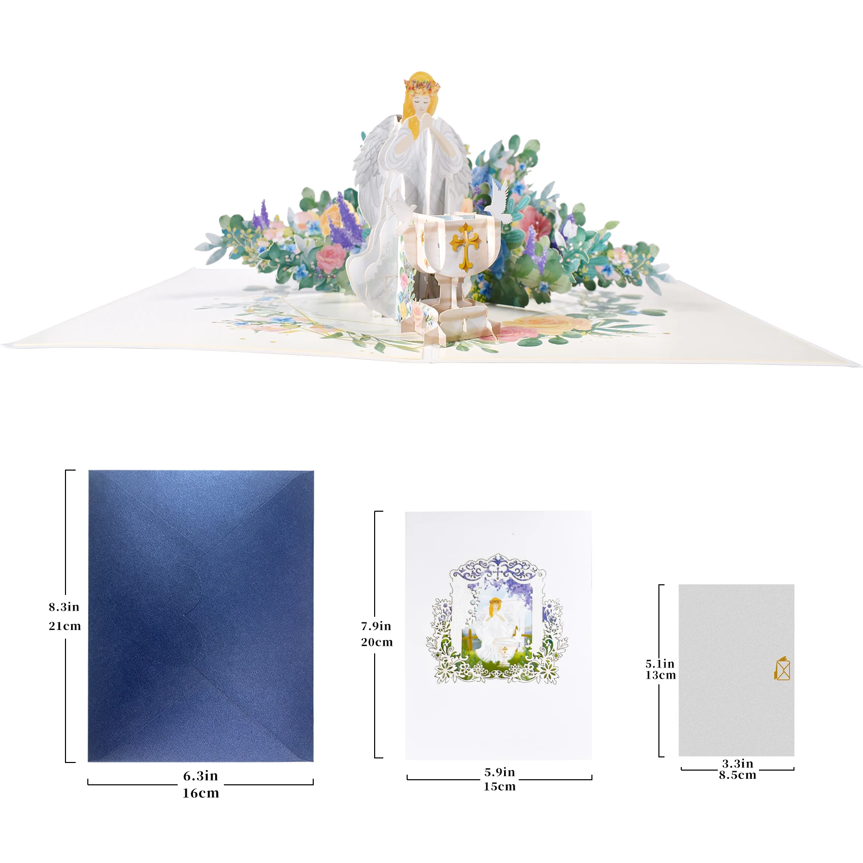 3D-Taufkarte mit Pop-Up-Effekt für Jungen und Mädchen, Taufe, Erstkommunion, religiöse Grußkarte – Detail 8