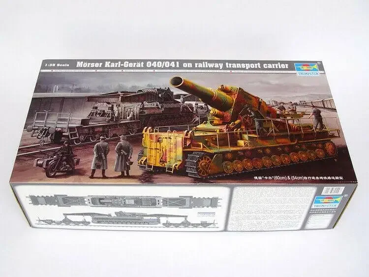 Trumpeter 00209 1/35 Scale Morser Karl-Gerat 040/041 on Railway Transport Carrier Model Kit