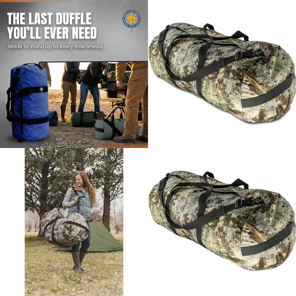 

Extra-Durable XL Camouflage Ripstop Duffel Bag, 131L Capacity, Weatherproof, Packable for Travel