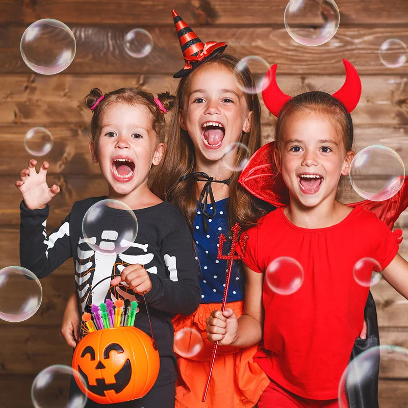 12/24Pcs Halloween Empty Bubble Soap Bottles Tube Skull Ghost Pumpkin Bubble Wands Halloween Party Trick or Treat Favors Decor view 5