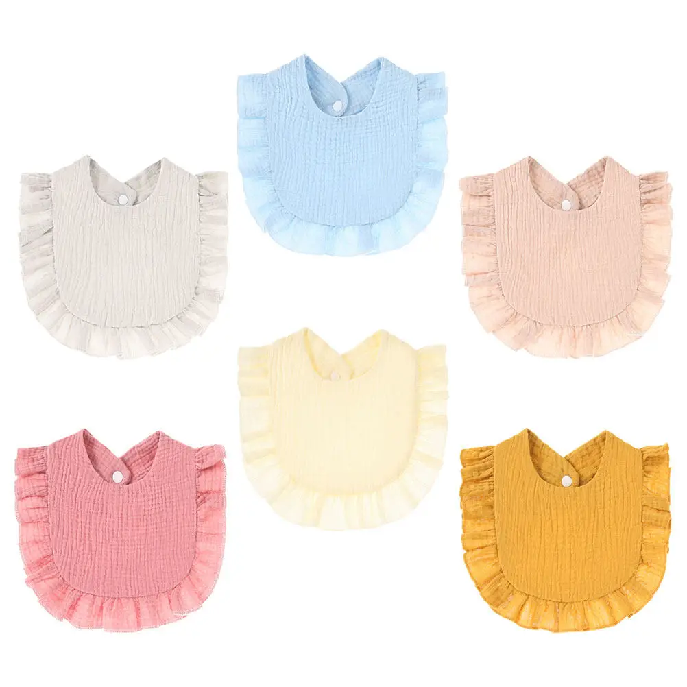 

6Pcs Baby Bibs Cotton Feeding Teething Drooling Soft Breathable Absorbent Washable Reusable Infant Toddler Bibs Girls