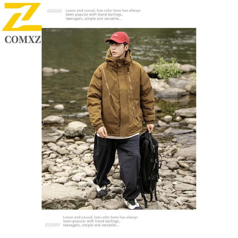 COMXZ الرجال الشتاء سترة يندبروف الدافئة مقاوم للماء التخييم السفر القطن وسادة مبطنة 2025 ثلجي جودة عالية مبطن السترات