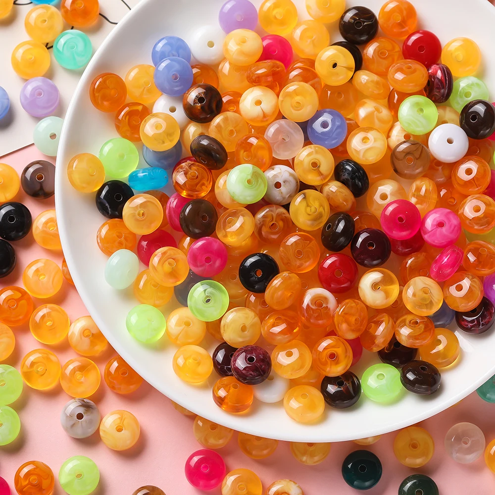

50pcs Colorful Glass Flat Round Beads Loose Spacer Beads Charm for Necklace Bracelet Earring DIY Jewelry Making Accessories ﻿