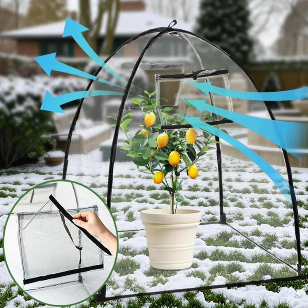 1pc Transparent Plant Protection Cover Plant Cover Freeze Protection 56x56x56cm PVC Garden Plant Cover With Ground Nail