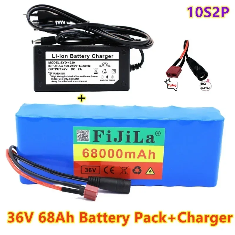 

100% Neue 36V 68Ah 10S2P 18650 Akku 68000mAh, Modifizierte Fahrräder, Elektrische Fahrzeug 42V Schutz PCB + Ladegerät