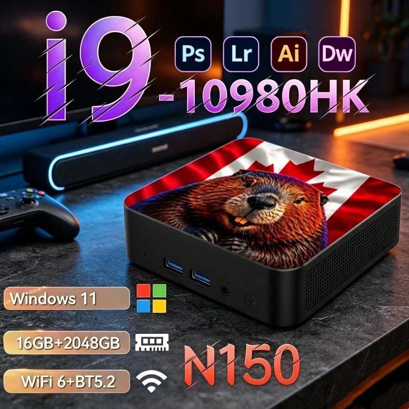 インテル-i9-10980hk-n150-windows-11-caパターン-ミニpc-16gb-ram-1tb-2tb-ssd-wifi6-bt52-4k-hd-ユーザーフレンドリーなゲーミング・オフィス