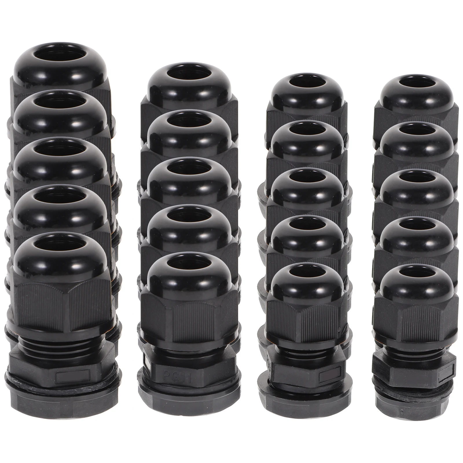 

20Pcs Nylon Cable Gland Black Waterproof Pg16-14 .5-12 Pg11-10 Pg9-8 -8 Sealing Insert Cable Fixing Kit