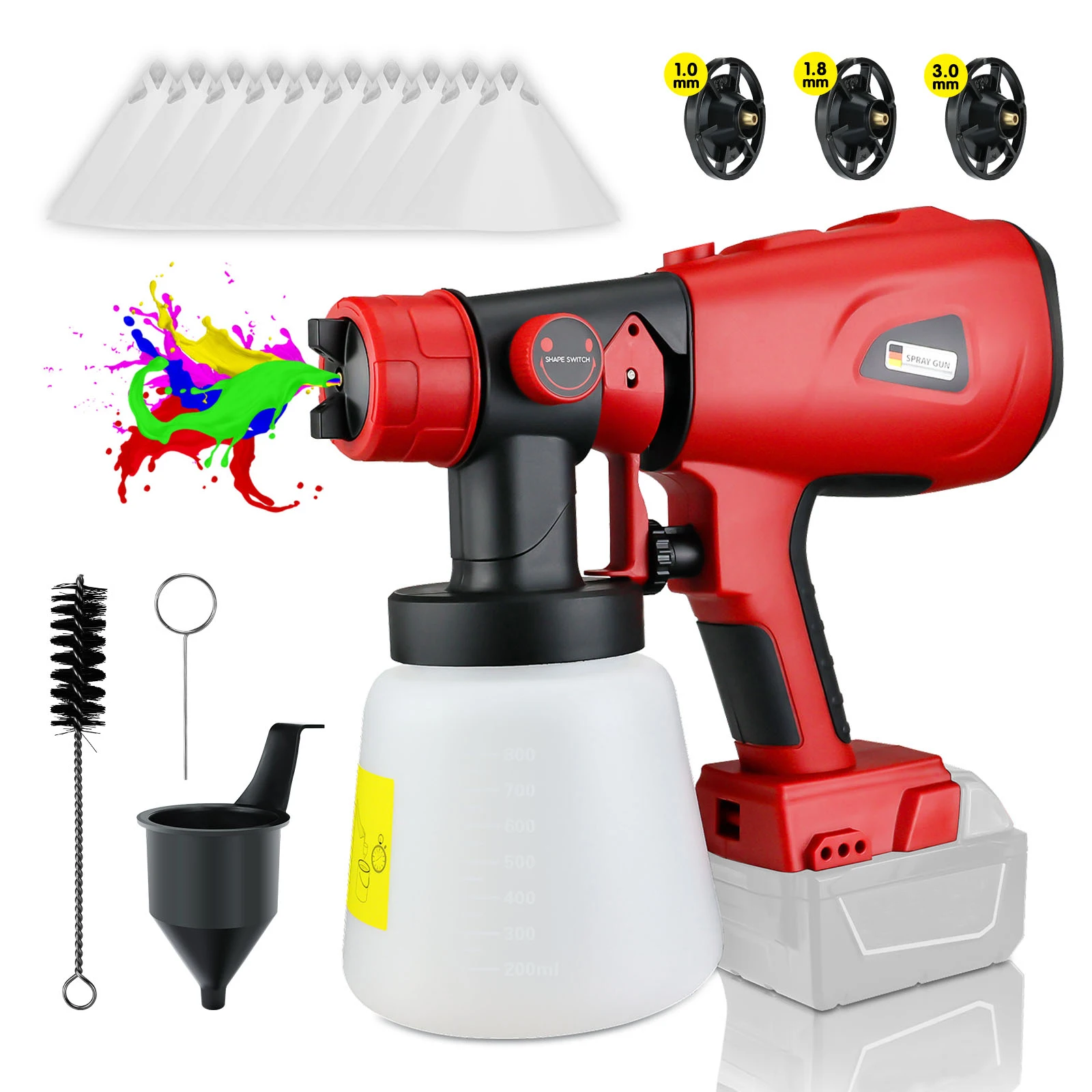 1000ML Cordless Electric Spray Gun for Milwaukee 18V Battery Auto Furniture Steel Coating Airbrush Paint Sprayer (No Battery)