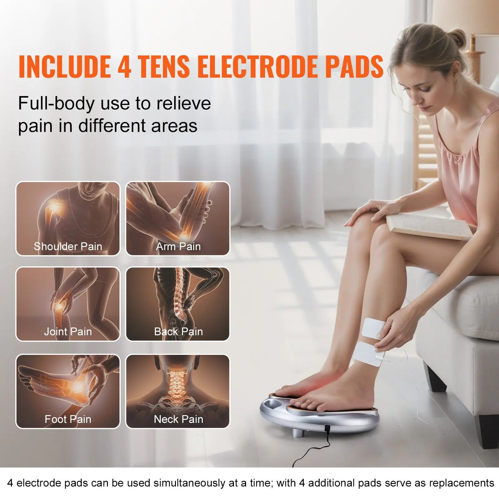 Foot Circulation Stimulator EMS & TENS Foot Massager 25 Modes 99 Intensity