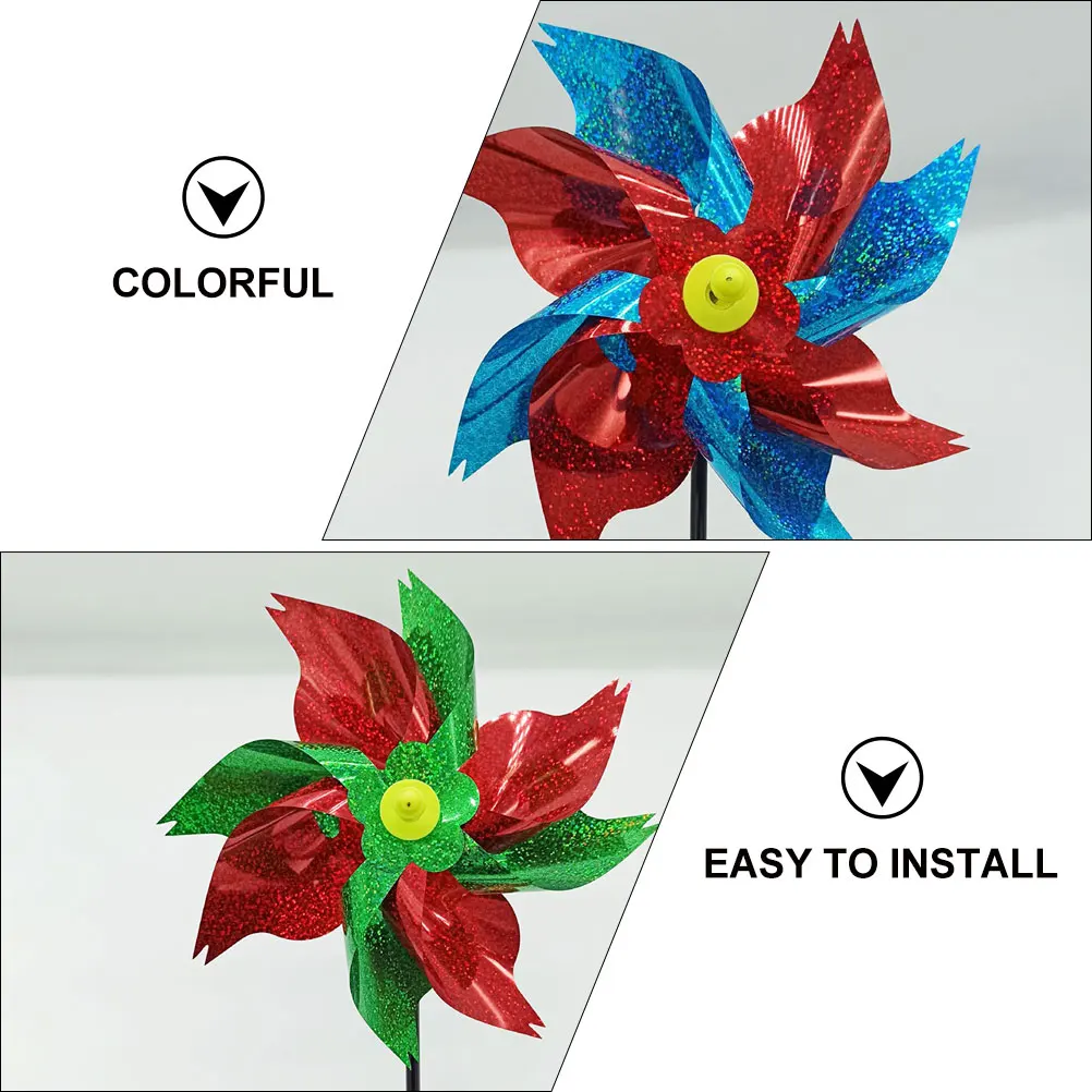 

5Pcs Outdoor Birds Scarer Windmill Repeller with Reflector for Yard Garden Farm Use Weatherproof Bird Control Supply