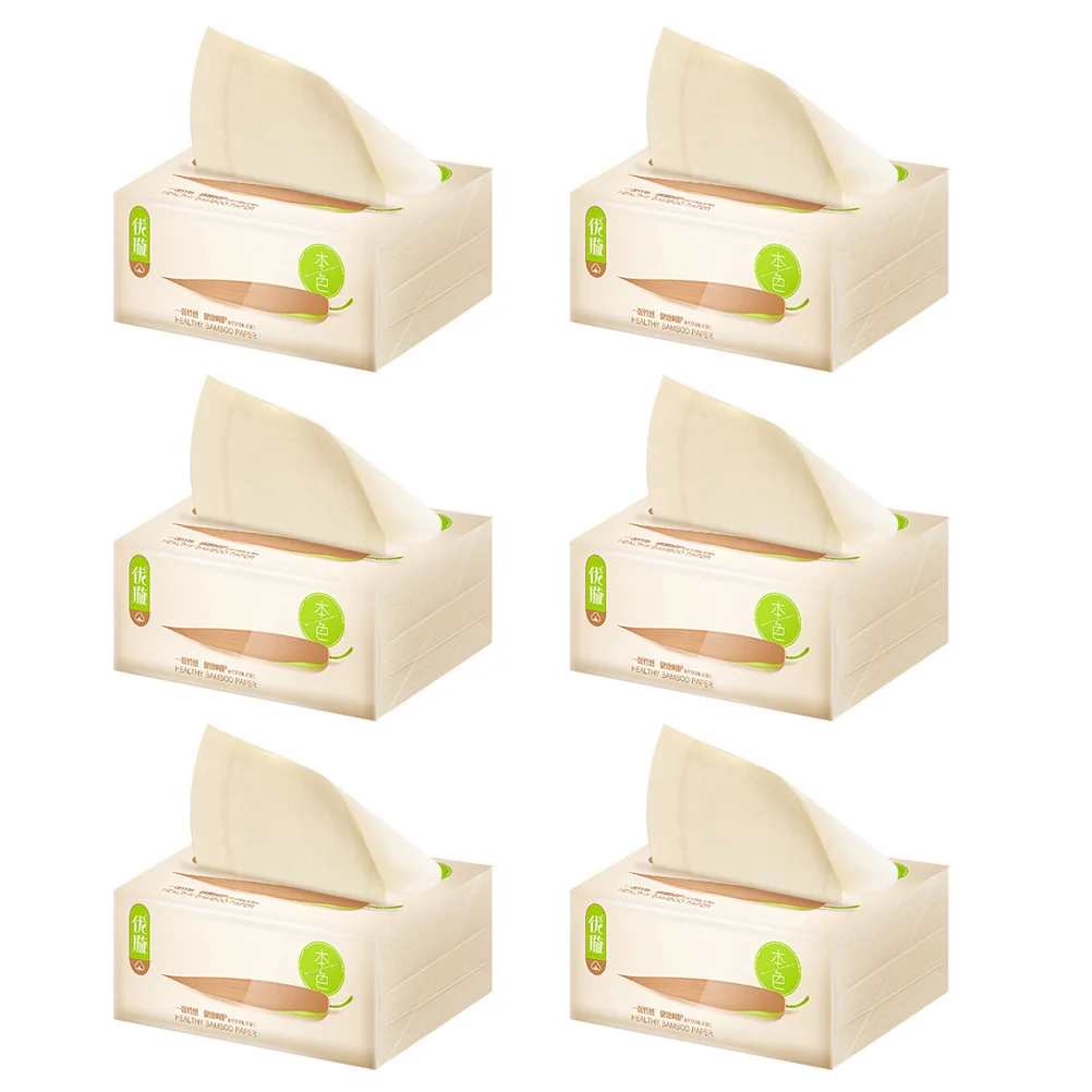6Packs Bamboo Pulp Extraction Paper Soft Tissue for Daily Life Home Hotel Restaurant Easy to Use Extraction Paper