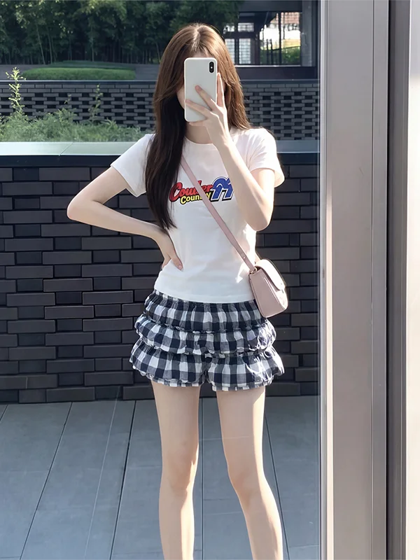 

Korean Style Sweet Cool Summer Beach Vacation Casual High Waist Slimming Flower Bud Shorts Set Spicy Girl Fashion Trend