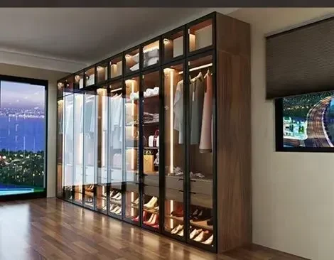 Wholesale Custom Luxury Hotel Furniture Plywood Modern Storage Closets Wooden Armirah Designs Bedroom Furniture Glass Wardrobe