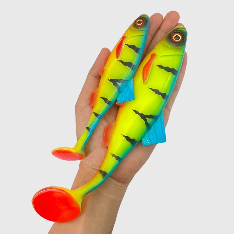 Weiche Plastikköder, lebensecht, 2 Stück, Bassköder, vormontierte Angeljigs für Süß- und Salzwasser, Paddle-Tail-Schwimmköder für Forellen – Detail 8