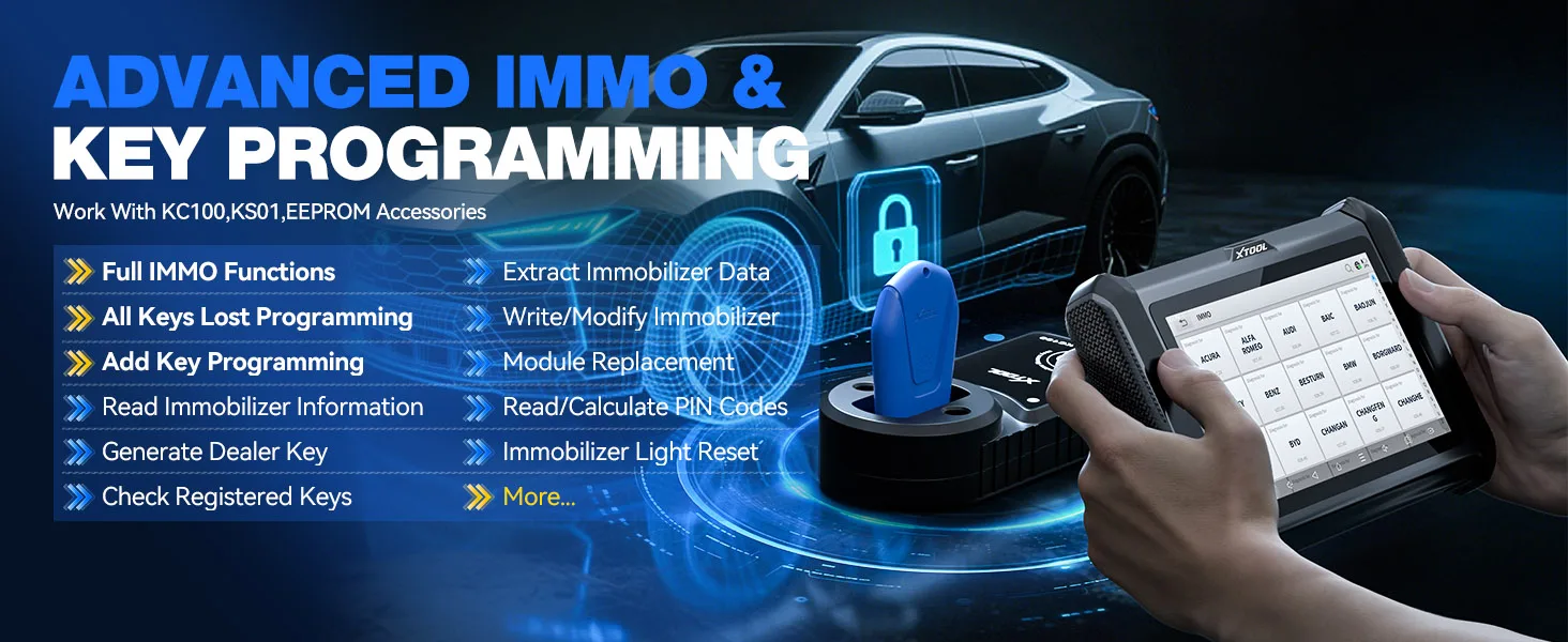 XTOOL X100 PADS Key Programmer Read/Write IMMO Chip Programming Smart Key Car Diagnostic Tool Automotive Scanner CANFD DOIP FCA
