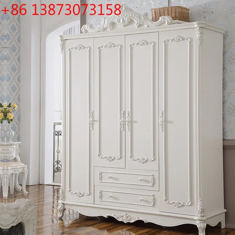 Armario de Estilo Nórdico con Tiradores, Armario Grande Antiguo para Dormitorio de Niñas, Estante de Almacenamiento, Armario de Ropa Blanco, Muebles