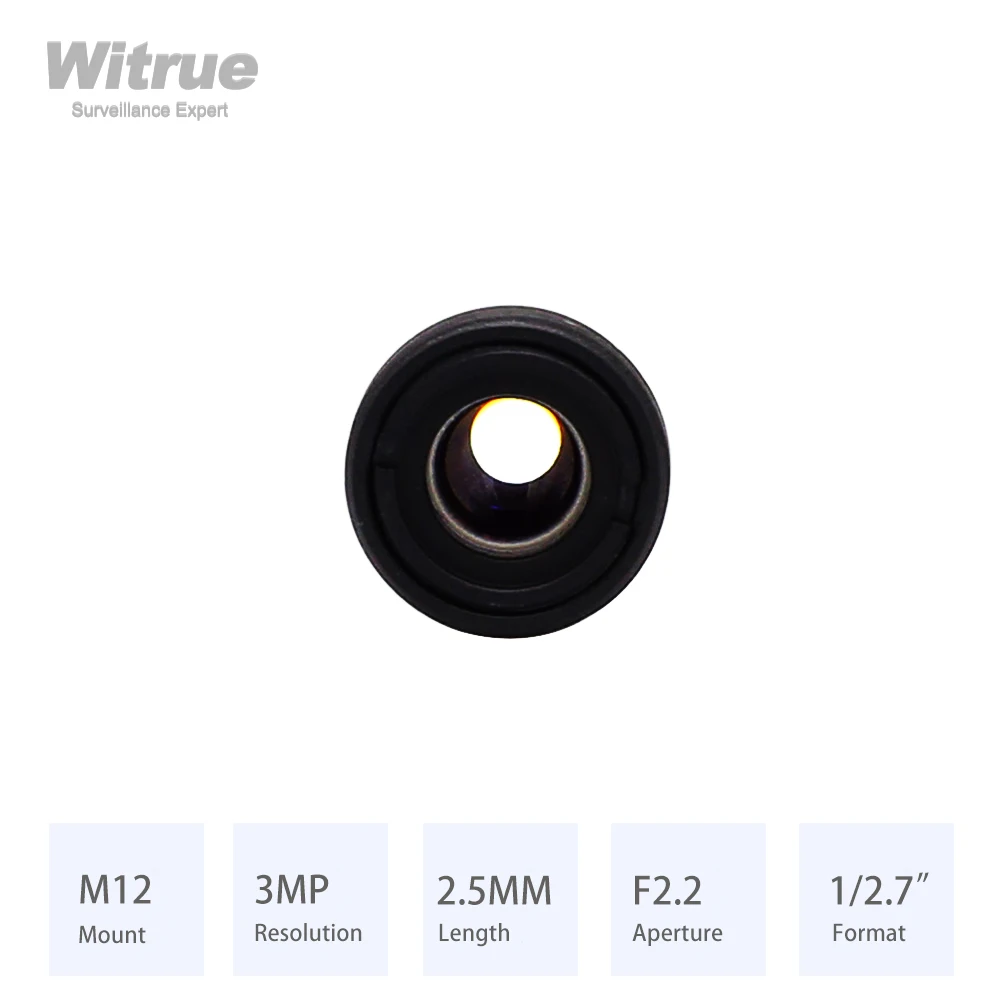 Witrue 미니 감시 보안 카메라용 핀홀 렌즈, HD 3MP 2.5MM M12 마운트 조리개, F2.2 포맷, 1/2 인치