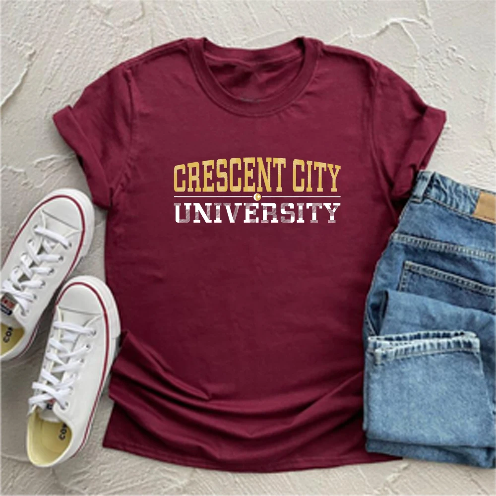 Crescent City University Shirt Harajuku Crescent City Shirts Sarah J Maas Tees Bookish Tops Unisex Short Sleeves Casual Tops