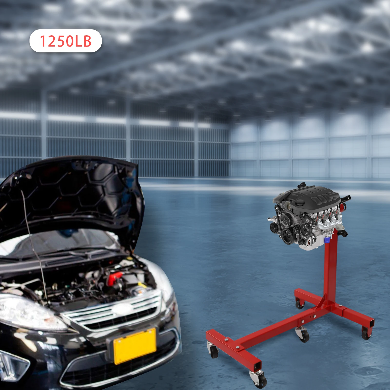 1250 Lb Capacity Steel Rotating Engine Stand Suitable for Fixing the Engine Block for Maintenance Adjustable Folding Frame