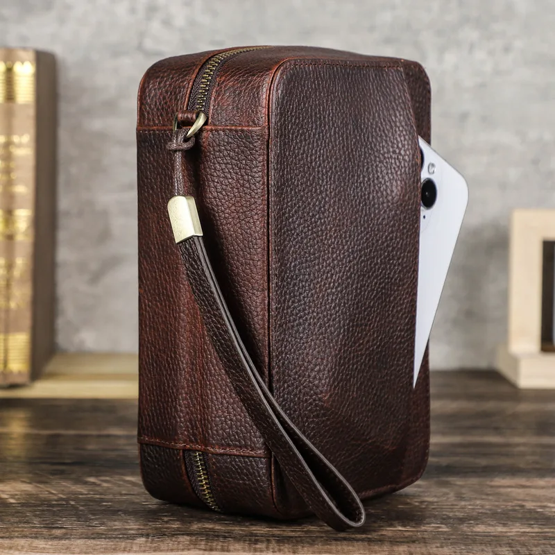 Horse Leather with Wrist Strap Cigar Supplies Cigarette Storage Box Travel Portable Five Pack Genuine Leather Cigarette Box