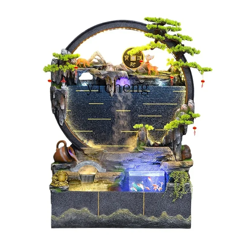 XL rockery flowing water ornament office living room ornament water curtain wall screen landscape feng shui wheel