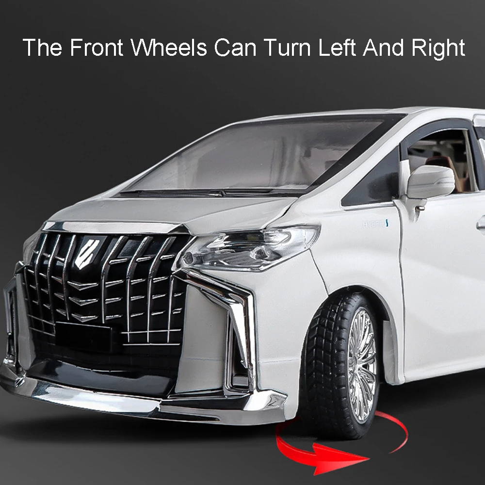 1:24 alphard vellfire modelo carro brinquedos liga diecast veículos de negócios em miniatura som luz portas abertas puxar para trás para crianças presentes