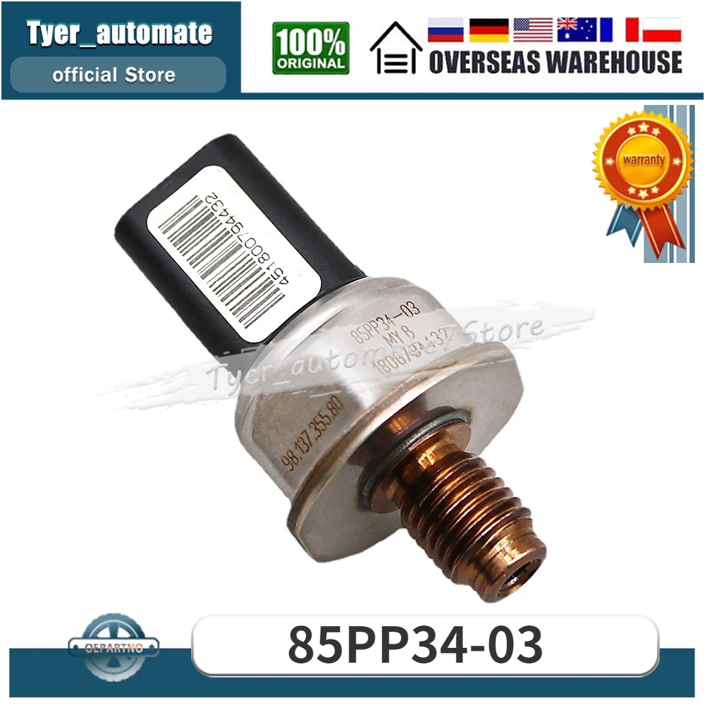 For Citroen Peugeot 85PP34-03 9813735580 Fuel Rail High Pressure Sensor