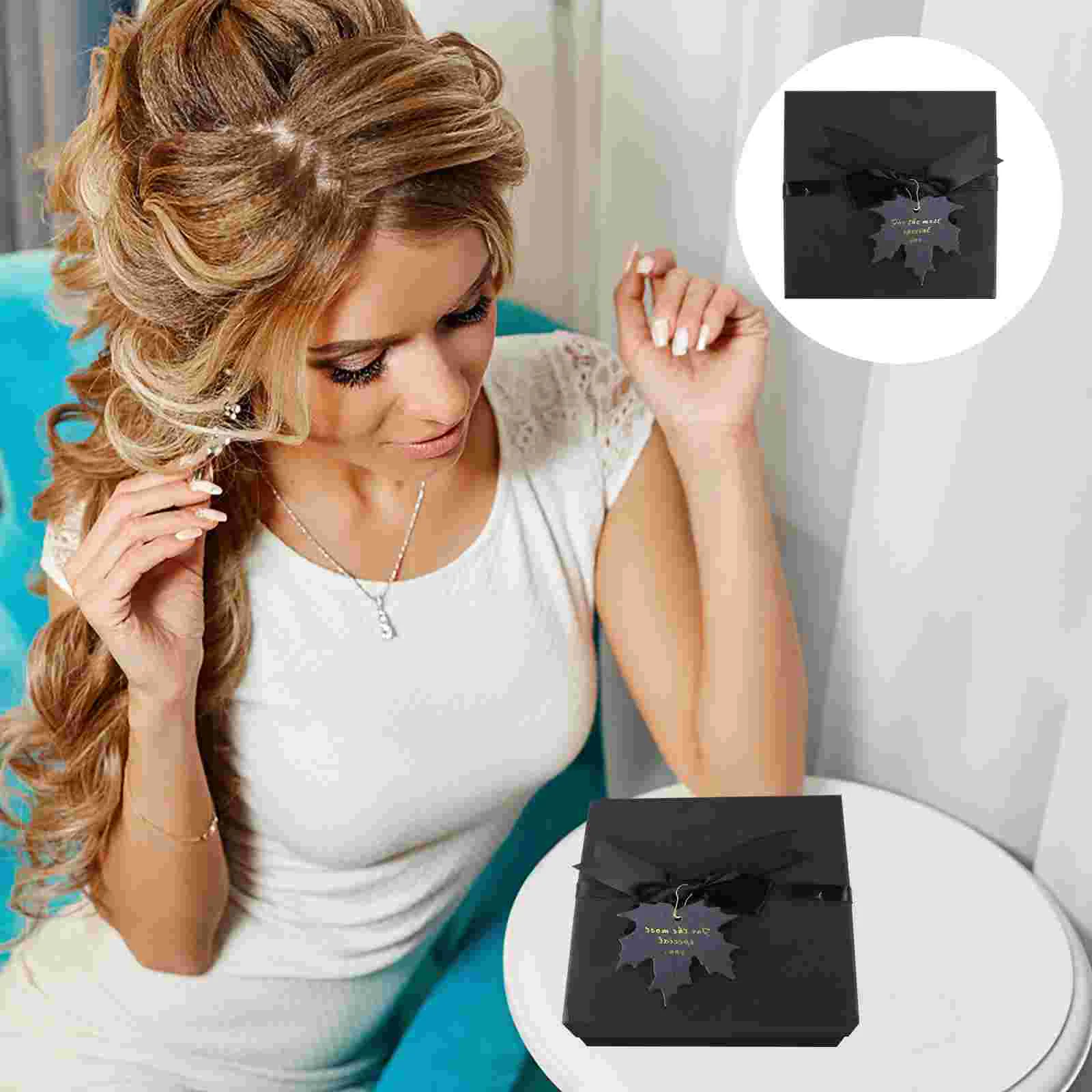 

Premium Quality Paper Gift Box for Jewelry Lipstick Candy Xmas Theme Black Holder Wrapping Presents Holiday Birthday Surprise