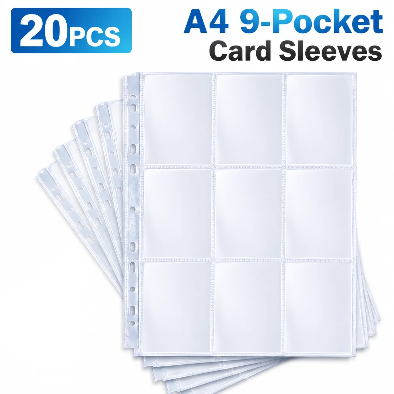Trading Card Binder - 20 stuks A4 9-vakjes kaarthouders, transparante