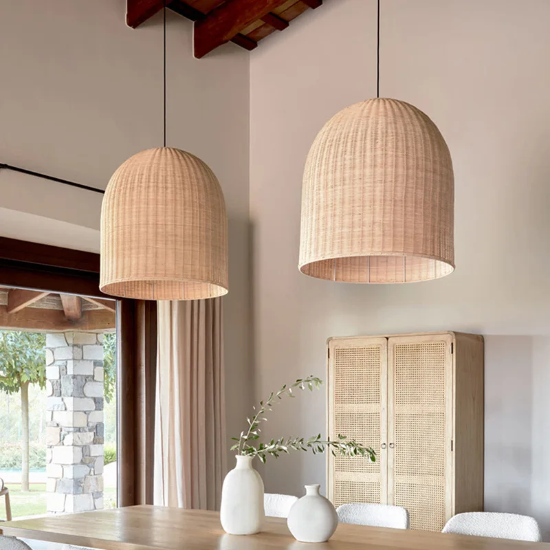 

Japanese Retro Advanced Handicraft Rattan Pendant Lamp Teahouse Hot Pot Restaurant Homestay Room Decoration LED Chandeliers