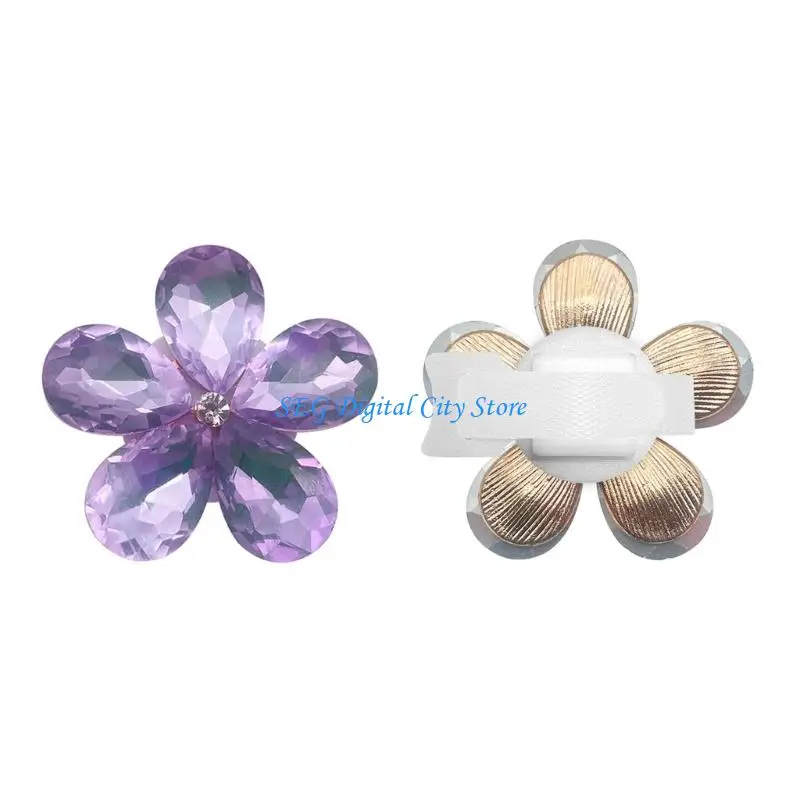 U75B 1 Pair Elegant Flower Shaped Headset Ornaments With Decorative Rhinestones For Daily Use And Gift