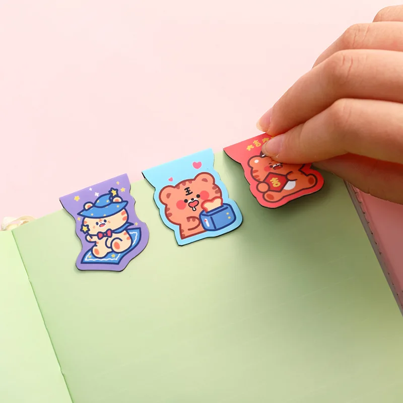 Magnetic Bookmark Cartoon Tiger Special-shaped Page Clip Student Personality Exquisite Paper Double-sided Reading Clip