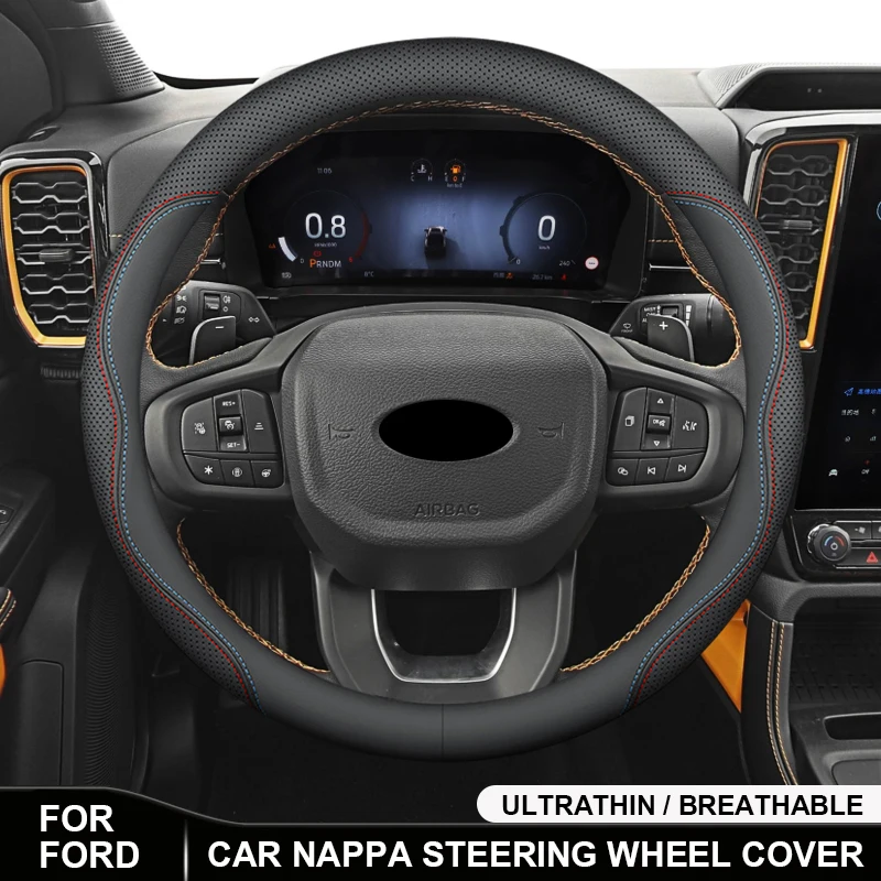 

For Ford Focus Mk2 Fiesta Kuga Mustang S-MAX Transit Mondeo Fusion Escape Edge Ranger Windstar Car Leather Steering Wheel Cover