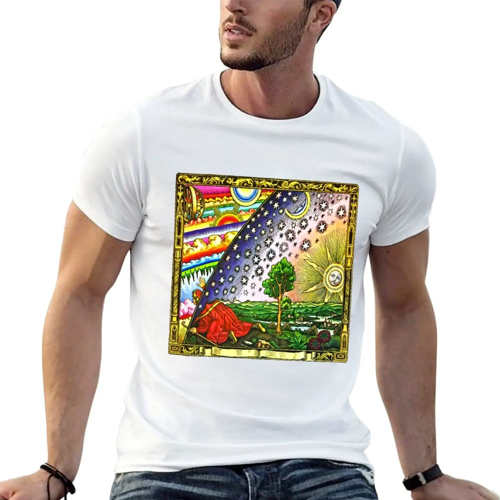 

(Full T-Shirt The shirt Flammarion anime Colour) Engraving cotton t man tshirt