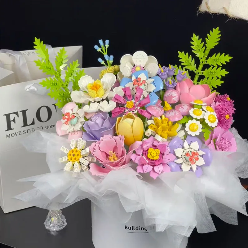 Zestaw DIY Romantyczne Róże Kwiaty Klocki Ogrodki z Kwiatami Wiśni Budynki Klocki Klasyczny Model Mini Klocki Zestawy dla Dzieci