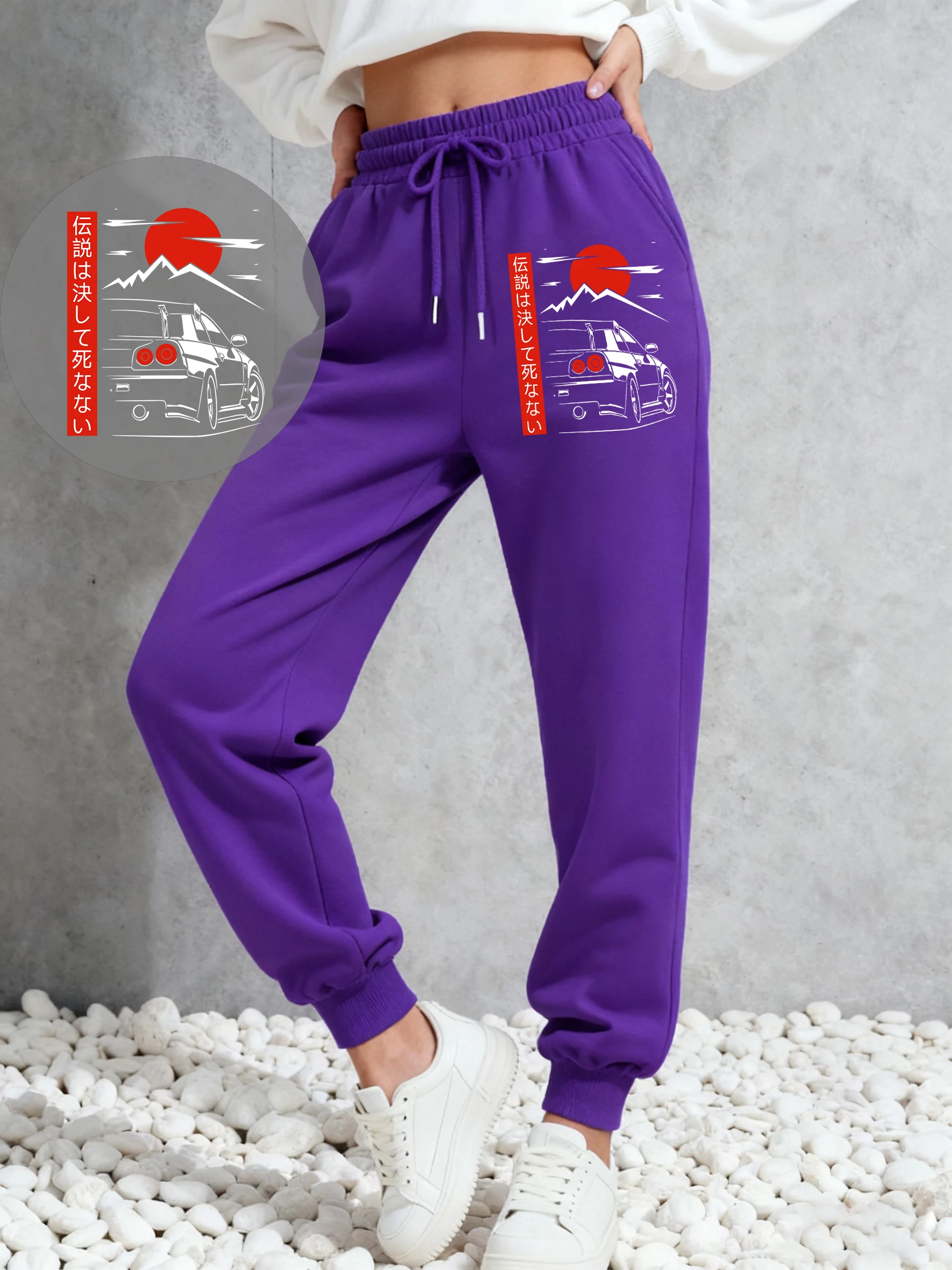 和風原宿カーデザインレディーススウェットパンツフリースロングジョギングパンツヒップホップ快適なズボン秋Y2Kスポーツパンツ