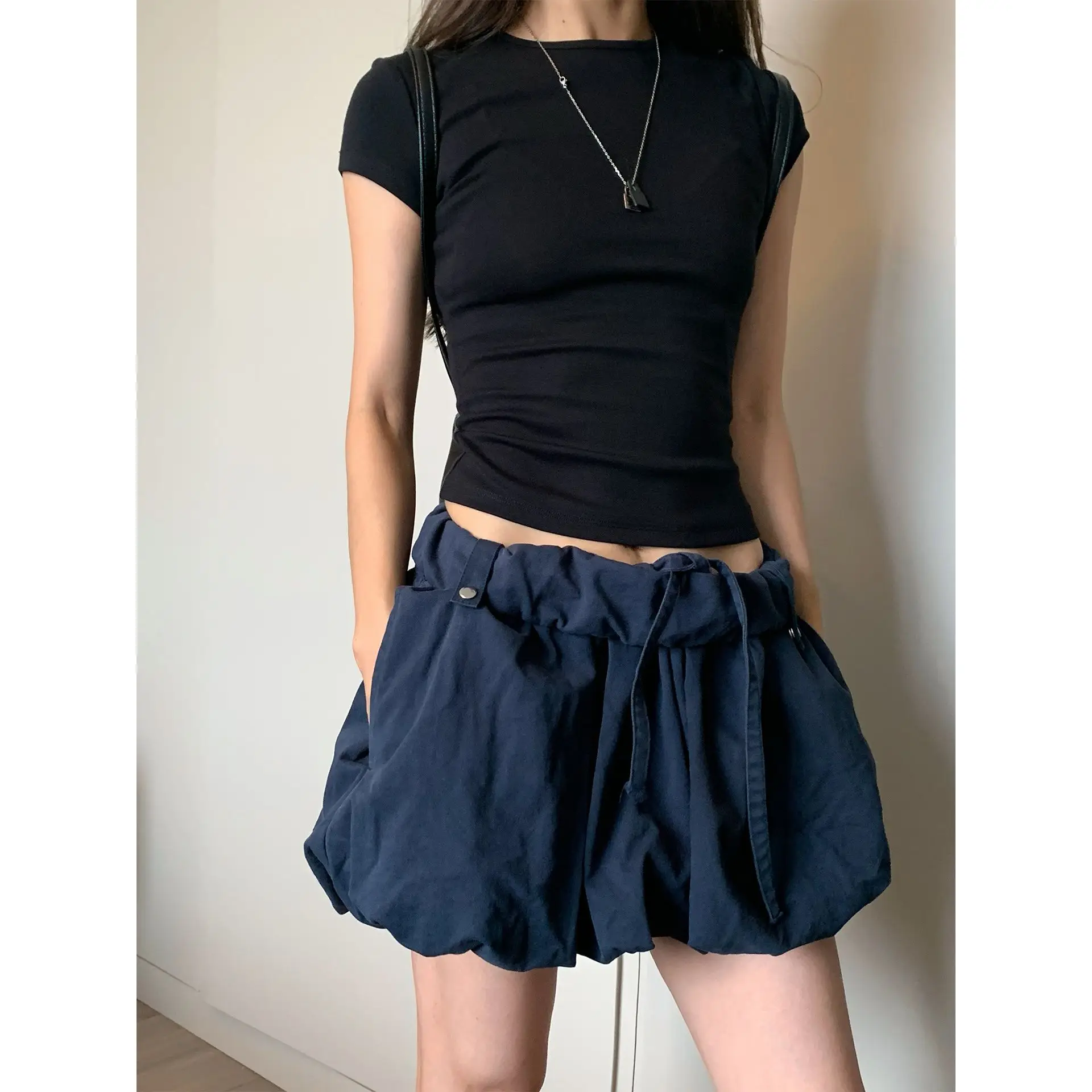 Summer New Pleated Waist and Head Pleated Fluffy Bud Skirt Personalized Half-length Short Skirt for Women